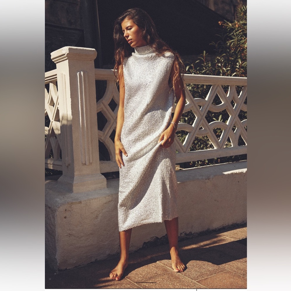 Crackled metallic sweater dress NWT